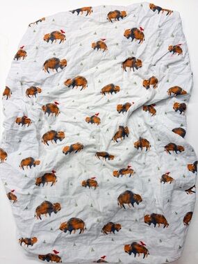 Little Unicorn White Buffalo Print Muslin Cotton Baby Crib Sheet
